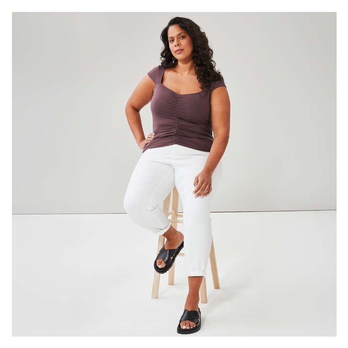 Women+ Ruched Cap Sleeve Top